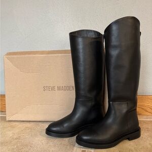 Steve Madden Black Leather Knee-High riding boots